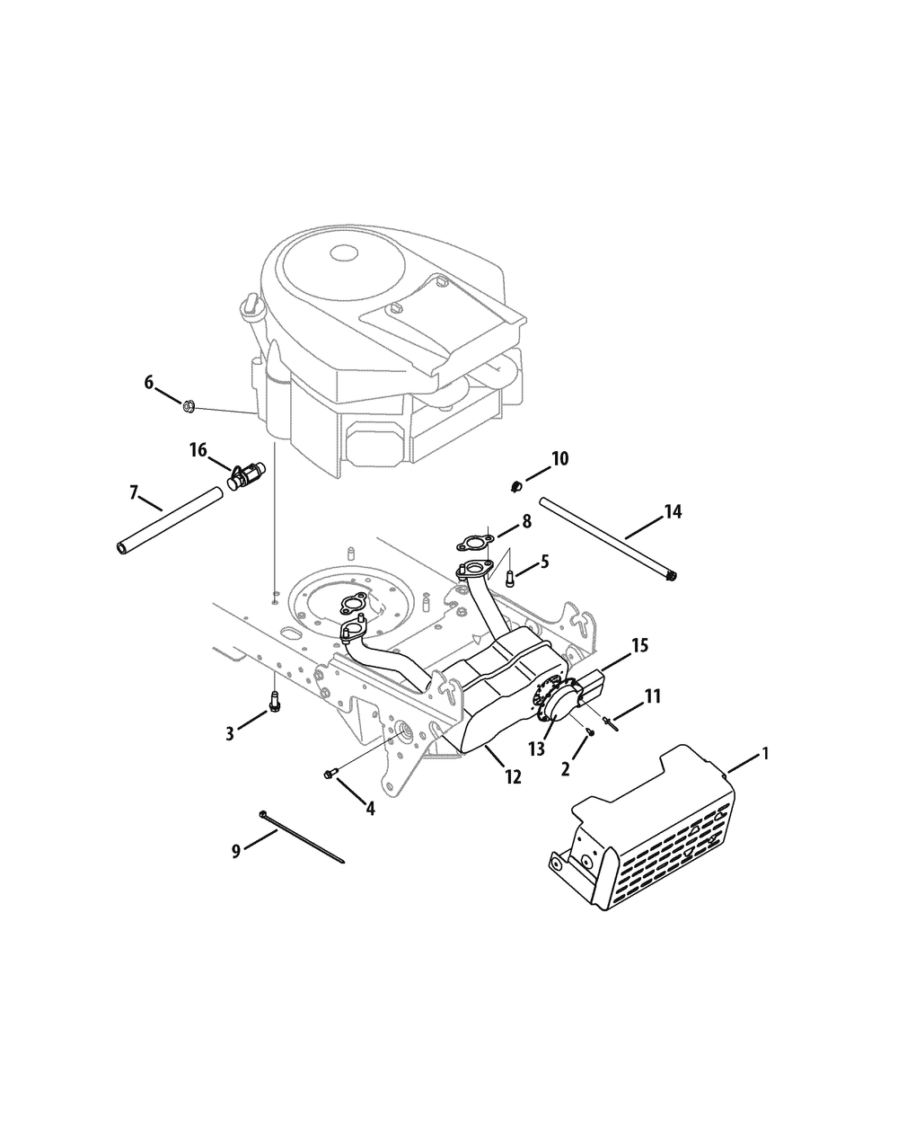 Engine Accessories Diagram and Parts List for GT1554VT 14VR13CK009-14VR13CK010 Cub Cadet Lawn Tractor